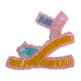 ID 8862 High Heel Sandal Patch Beach Summer Shoe Craft Beaded Iron On Applique