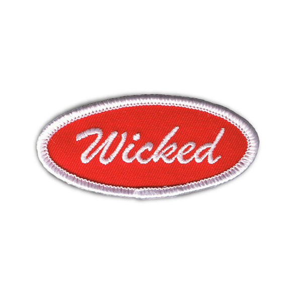 Wicked Name Tag Patch Red Novelty Badge Symbol Embroidered Iron On Applique