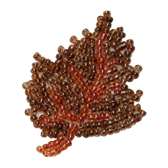 ID 8962 Dried Oak Tree Leaf Patch Fall Autumn Leaves Beaded Iron On Applique