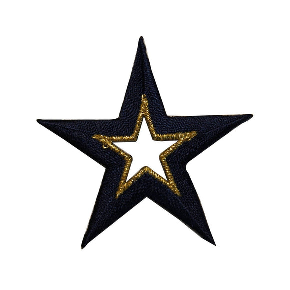 ID 3532 Navy Blue Star Cutout Patch Shiny Craft Embroidered Iron On Applique