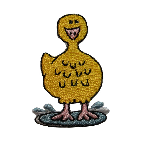 ID 3621 Duckling In Puddle Patch Cute Duck Bird Embroidered Iron On Applique
