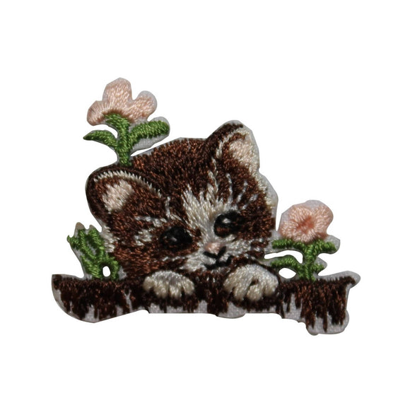 ID 3623 Cute Kitten In Flowers Patch Cat Pet Kitty Embroidered Iron On Applique