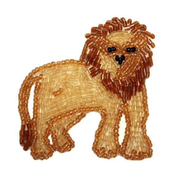 ID 8872A African Lion Patch Safari King Animal Craft Beaded Iron On Applique