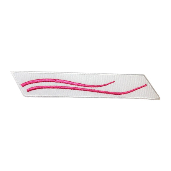 ID 9008 White Strip Pink Wave Patch Streak Design Embroidered Iron On Applique