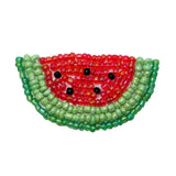 ID 9116 Watermelon Slice Patch Rind Vine Fruit Plant Beaded Iron On Applique