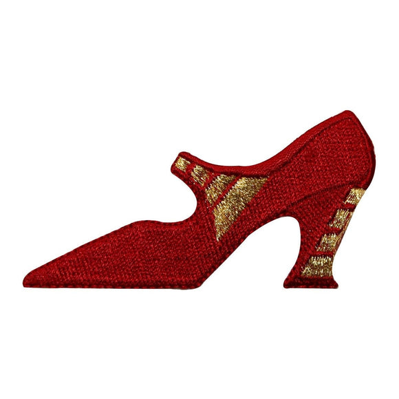 ID 9014 Ruby Red Heel Shoe Patch Fancy Formal Dress Embroidered Iron On Applique