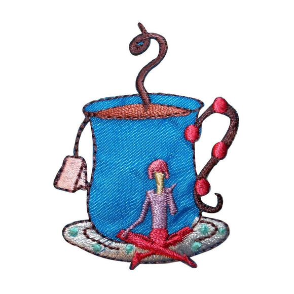 ID 9023 Lady Teacup Patch Cafe Saucer Hot Drink Embroidered Iron On Applique