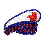 ID 9124 Beaded Ship Captain Hat/Sailing Cap Patch/Iron On Applique