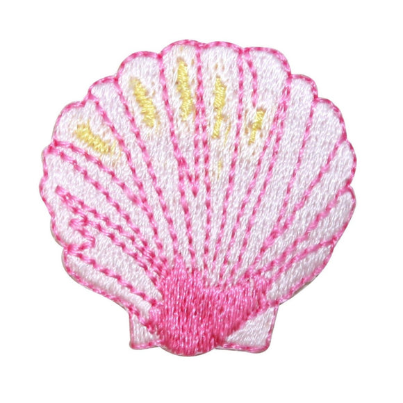 ID 9152 Pink Seashell Patch Clam Ocean Beach Symbol Embroidered Iron On Applique