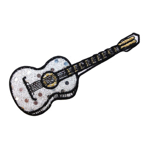 ID 9174 Shiny Guitar Patch String Musical Instrument Embroidered IronOn Applique