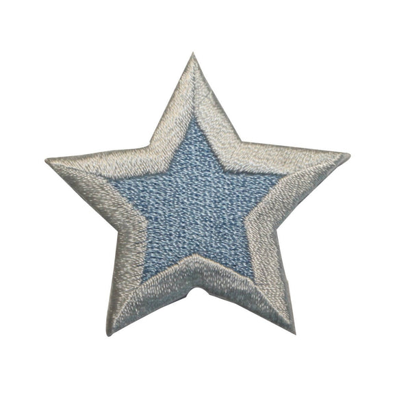 ID 3544 Blue Star White Trim Patch Decoration Craft Embroidered Iron On Applique