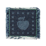 ID 3627 Apple and Stars On Denim Patch Blue Jean Badge Iron On Applique
