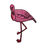 ID 3632 Pink Flamingo Patch Bending Knee Bird Embroidered Iron On Applique