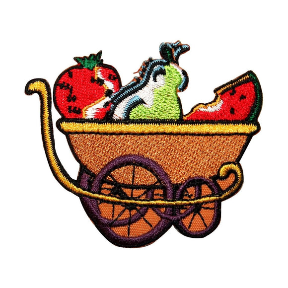 ID 9055 Fruit Cart Wagon Patch Market Garden Food Embroidered Iron On Applique