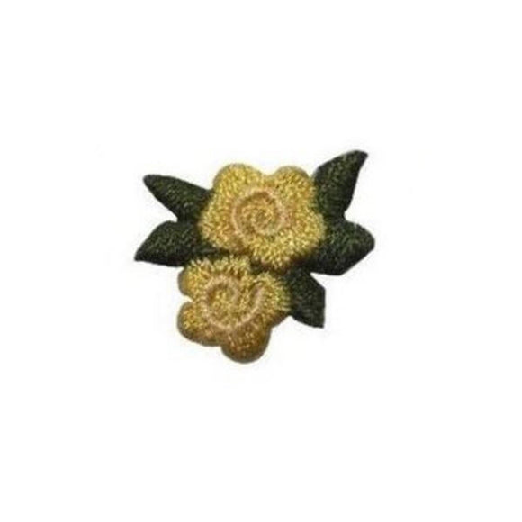 ID 6004 Lot of 3 Yellow Rose Blossom Patch Flowers Embroidered Iron On Applique
