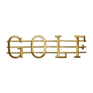 ID 5045 Gold Golf Sign Large Patch Sport Hobby Embroidered Iron On Applique