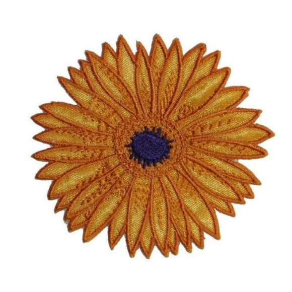 ID 6032 Orange Sunflower Patch Head Flower Garden Embroidered Iron On Applique