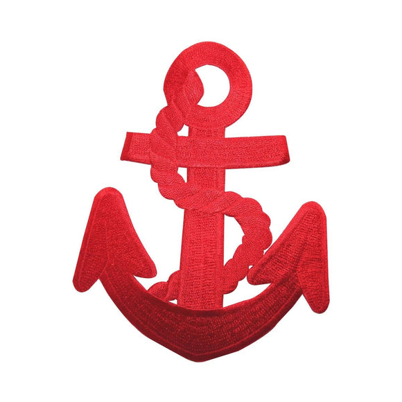 ID 5075 Red Anchor Large Patch Nautical Ship Symbol Embroidered Iron On Applique
