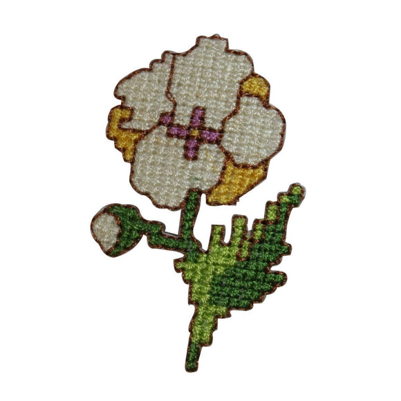 ID 6084 8 Bit Tulip Flower Patch Crochet Knit Craft Embroidered Iron On Applique