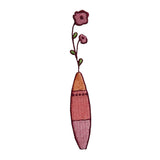 ID 6212 Pink Flowers in Vase Patch Pot Garden Decor Embroidered Iron On Applique
