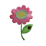 ID 6220 Pink Pansy Flower Patch Ladybug Garden Bloom Embroidered IronOn Applique