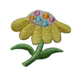 ID 6116 Spotted Yellow Flower Patch Garden Plant Embroidered Iron On Applique