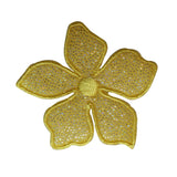 ID 6118 Yellow Wildflower Patch Glitter Flower Embroidered Iron On Applique