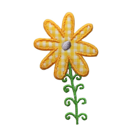 ID 6119 Checkered Sun Flower Patch Garden Summer Embroidered Iron On Applique