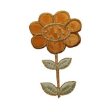 ID 6122 Shiny Sunflower On Stem Patch Garden Summer Embroidered Iron On Applique