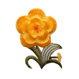 ID 6125 Soft Yellow Wildflower Patch Fuzzy Garden Embroidered Iron On Applique