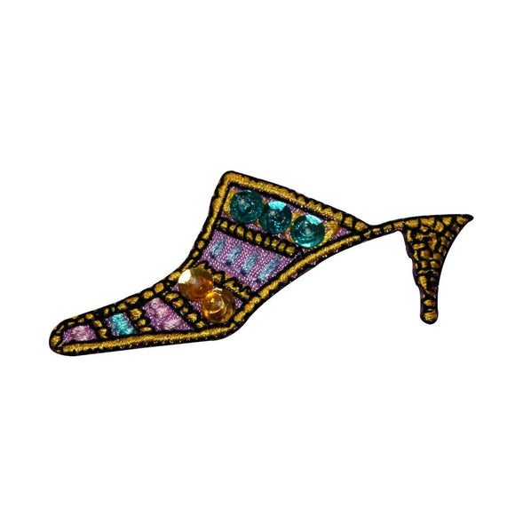 ID 6230 Sequin High Heel Patch Fancy Shoe Dance Embroidered Iron On Applique