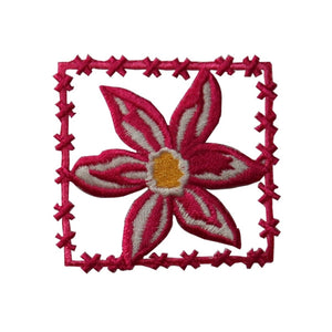 ID 6259 Red Exotic Flower Badge Patch Plant Garden Embroidered Iron On Applique