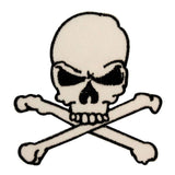 White Skull Crossbones Patch Biker Death Danger Embroidered Iron On Applique