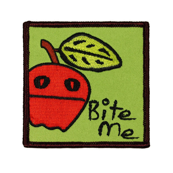 Bite Me Apple Patch Novelty Funny Fruit Phrase Embroidered Iron On Applique