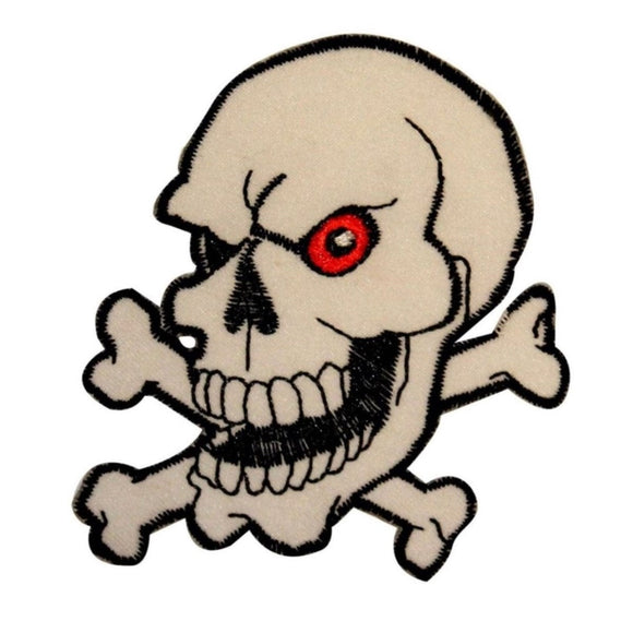 Evil Eye Skull Crossbones Patch Biker Death Face Embroidered Iron On Applique