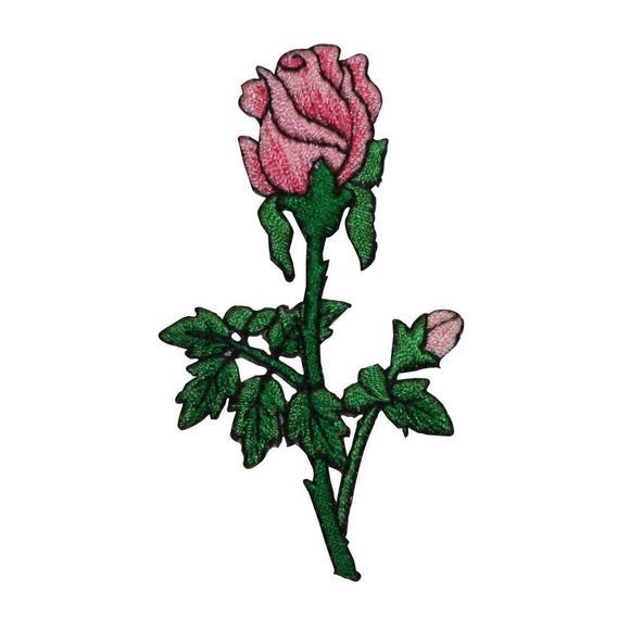 ID 6168 Budding Pink Rose Patch Flower Garden Love Embroidered Iron On Applique