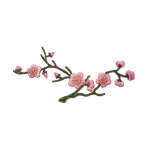 ID 6262 Cherry Blossom Branch Patch Flower Tree Embroidered Iron On Applique