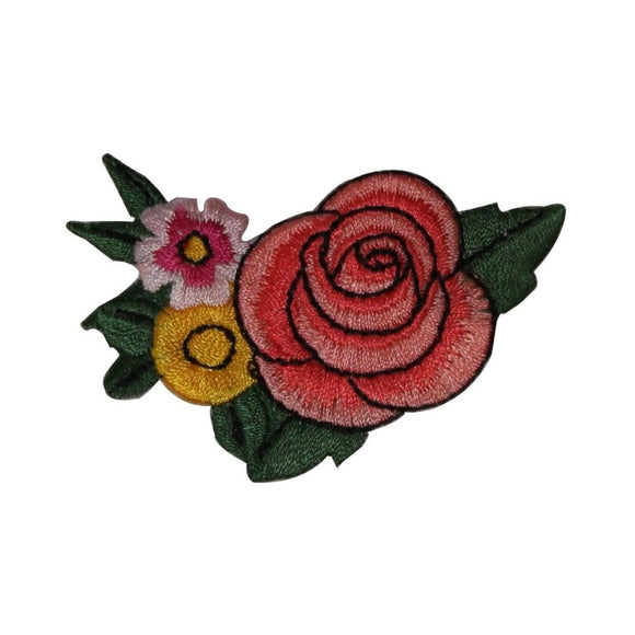 ID 6193 Pink Rose Bouquet Patch Garden Flower Gift Embroidered Iron On Applique