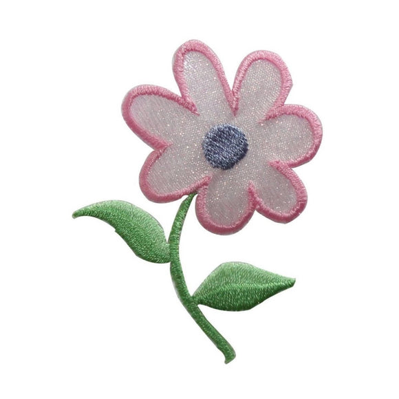 ID 6198 Pink Daisy Plant Patch Garden Bloom Flower Embroidered Iron On Applique