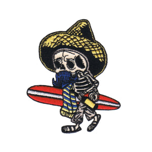 El Borracho Drunken Surfer Patch Surfboarder Mexico Embroidered Iron On Applique