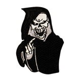 Grim Reaper Death Touch Patch Skull Biker Skeleton Embroidered Iron On Applique