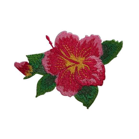 ID 6310 Pink Hibiscus Flowers Patch Hawaii Tropical Embroidered Iron On Applique