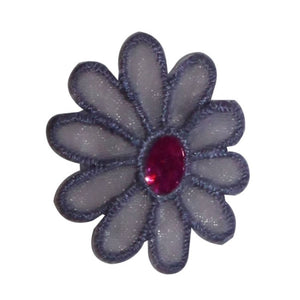 ID 6413 Purple Jeweled Flower Patch Garden Blossom Embroidered Iron On Applique