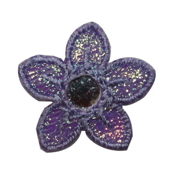 ID 6416 Shiny Purple Flower Patch Garden Blossom Embroidered Iron On Applique