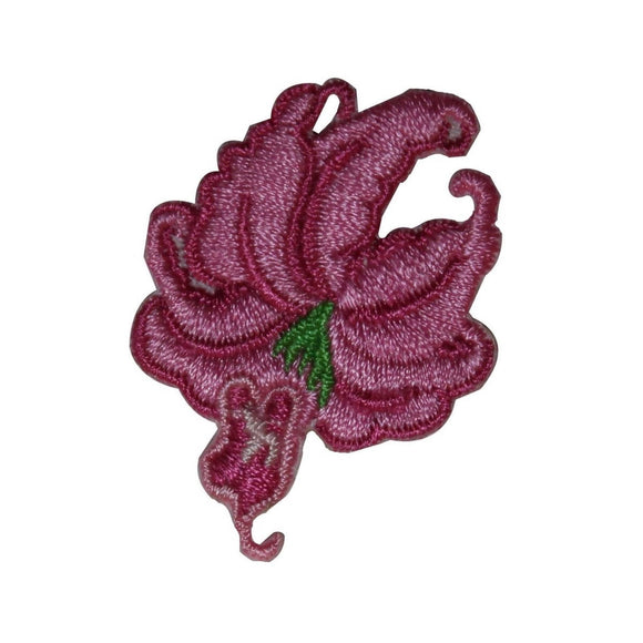 ID 6319 Pink Lily Flower Patch Iris Garden Orchid Embroidered Iron On Applique