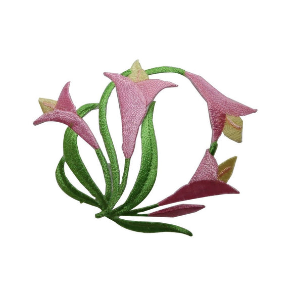 ID 6322 Pink Tulip Flowers Patch Plant Garden Bush Embroidered Iron On Applique