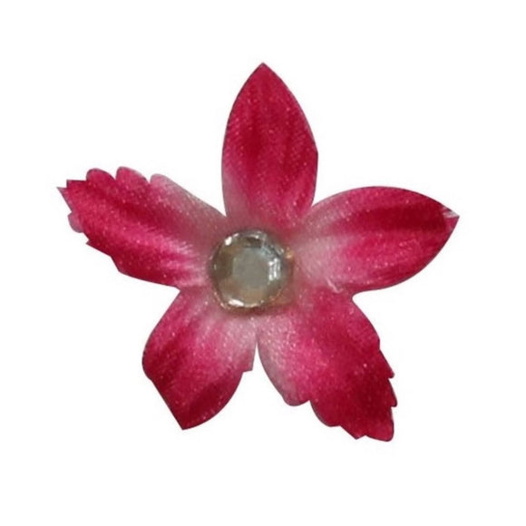 ID 6329 Pink Gem Flower Symbol Patch Blossom Garden Silk Sew On Applique