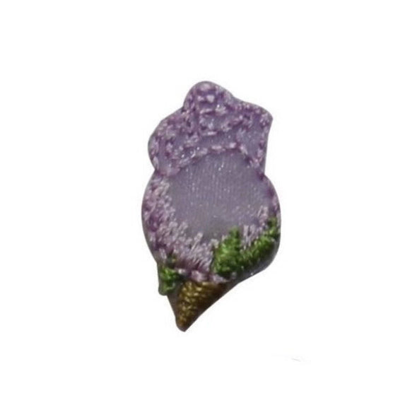 ID 6432 Lot of 3 Purple Tulip Patch Garden Flower Embroidered Iron On Applique