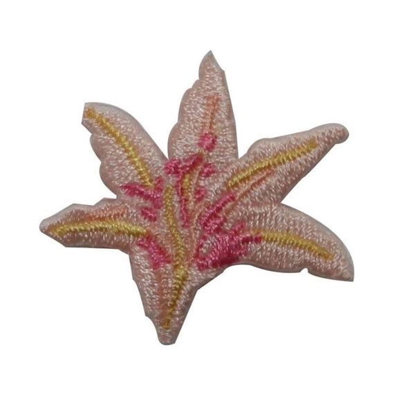 ID 6330 Pink Lily Blossom Patch Flower Garden Iris Embroidered Iron On Applique