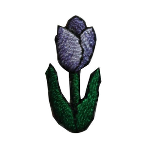 ID 6442 Lot of 3 Purple Tulip Flower Patch Garden Embroidered Iron On Applique